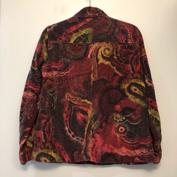 Chico’s Red Patterned Corduroy Button Down Shirt - Picture 4 of 6